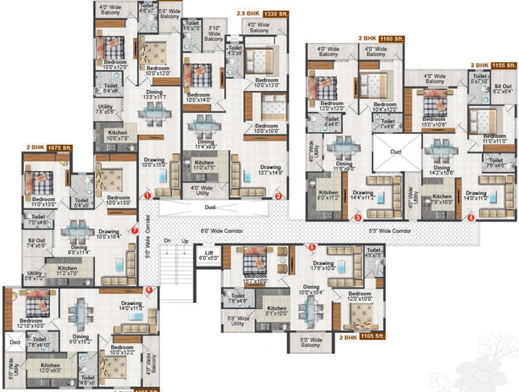 Floor Plan of Pavani Ishta in Marathahalli, Bangalore - Image 134269