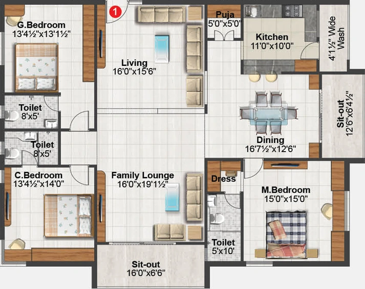 2 BHK Flat in Hallmark The Crest in Manikonda, Hyderabad - Image 805145