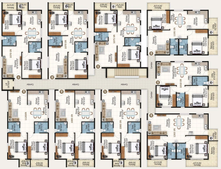 Floor Plan of Home Town The Address in Bellandur, Bangalore - Image 134277