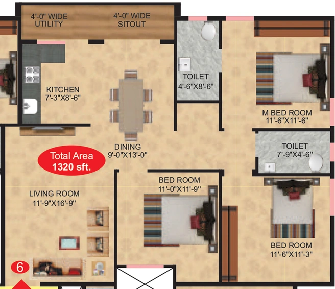 3 BHK Flat in Elegance Elite in Electronic City, Bangalore - Image 805186