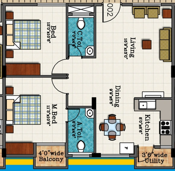 2 BHK Flat in Akshara Pranavam in Electronic City, Bangalore - Image 805192