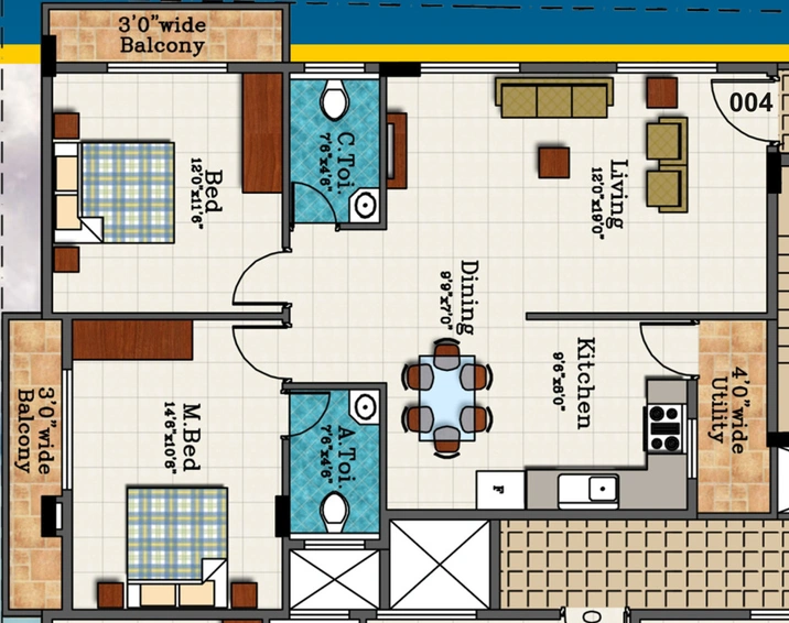 2 BHK Flat in Akshara Pranavam in Electronic City, Bangalore - Image 805195