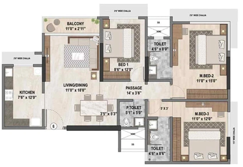 3 BHK Flat in Ashar Merac in Thane West, Thane - Image 805203