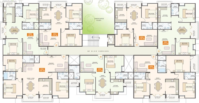 Floor Plan of Meru Aadhi Apartments in Marathahalli, Bangalore - Image 134416