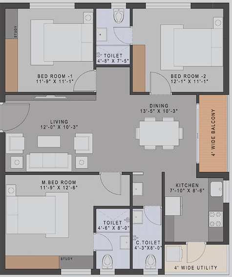 3 BHK Flat in Jade One in Kompally, Hyderabad - Image 805245