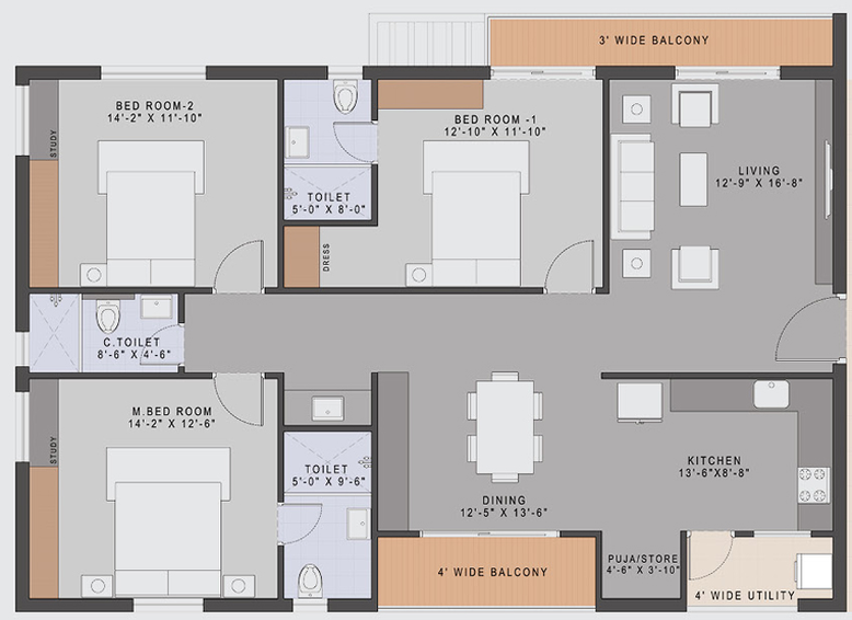 3 BHK Flat in Jade One in Kompally, Hyderabad - Image 805247