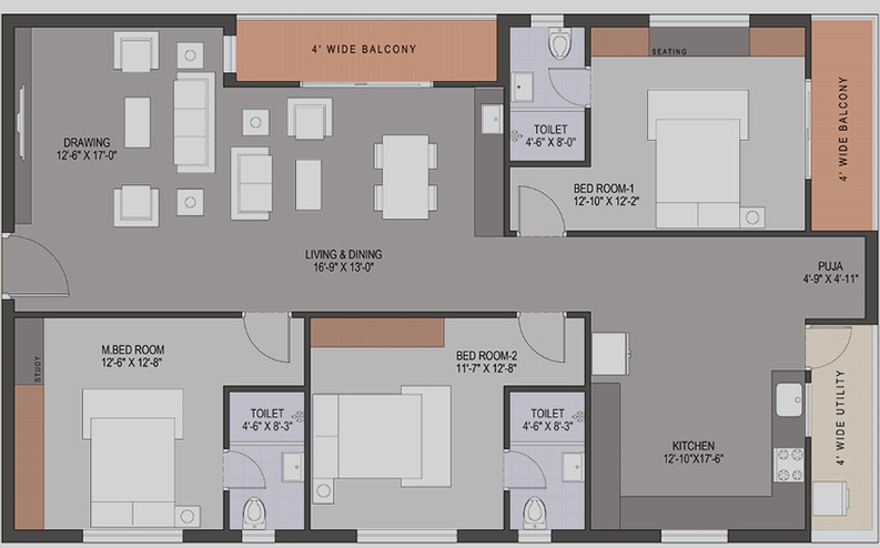 3 BHK Flat in Jade One in Kompally, Hyderabad - Image 805248