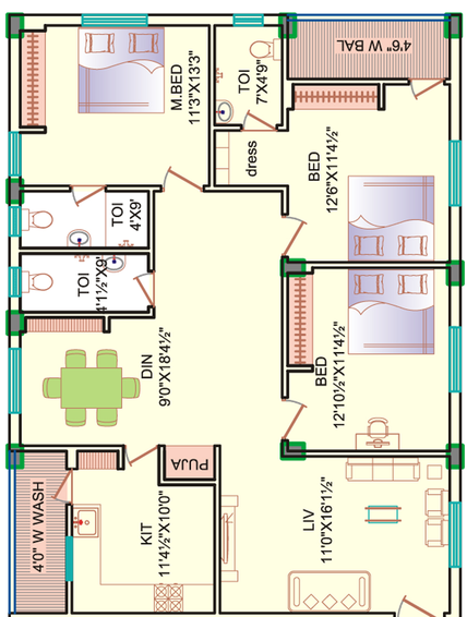 3 BHK Flat in Jai Sri Devi Homes Lavender in Chandanagar, Hyderabad - Image 805254