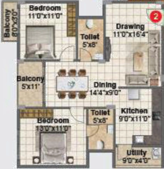 2 BHK Flat in Vaishno Lotus in Sarjapur, Bangalore - Image 805258