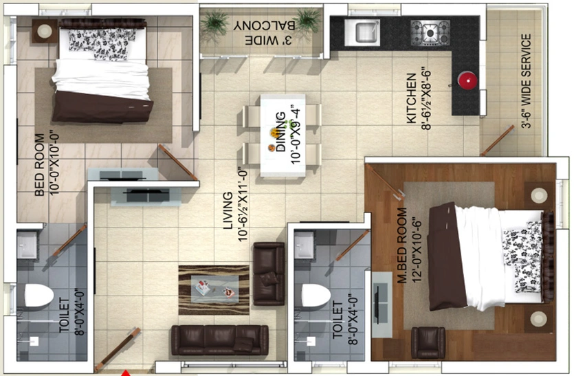 2 BHK Flat in Whitestone Veroso in Whitefield, Bangalore - Image 805260