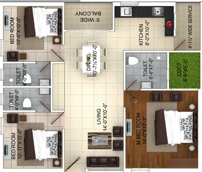 3 BHK Flat in Whitestone Veroso in Whitefield, Bangalore - Image 805265