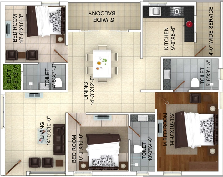3 BHK Flat in Whitestone Veroso in Whitefield, Bangalore - Image 805266
