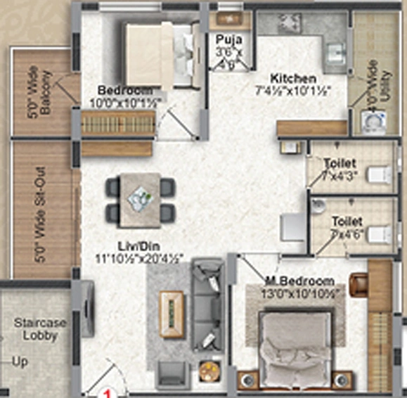 2 BHK Flat in Jai Vaasavi Brundavanam in Uppal, Hyderabad - Image 805271