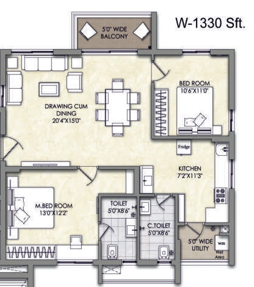 2 BHK Flat in Jains Balaji Nilayam Casa Waterside in Malkajgiri, Hyderabad - Image 805281