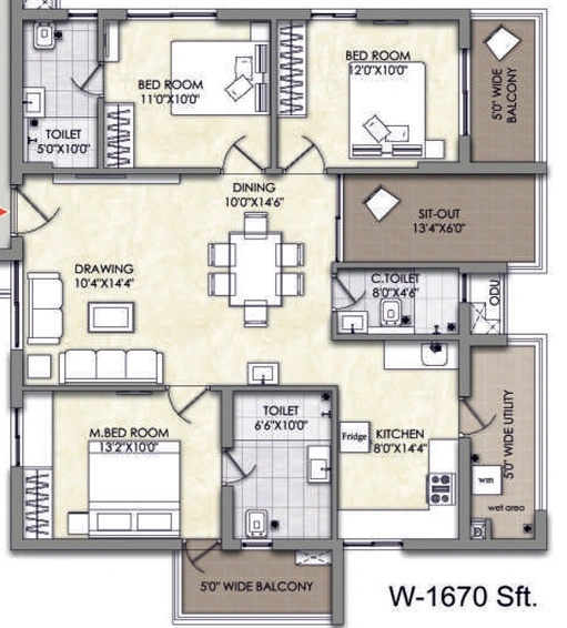 3 BHK Flat in Jains Balaji Nilayam Casa Waterside in Malkajgiri, Hyderabad - Image 805282