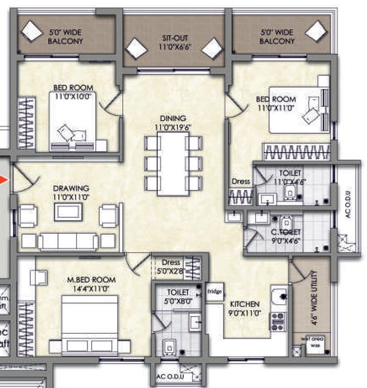 3 BHK Flat in Jains Balaji Nilayam Casa Waterside in Malkajgiri, Hyderabad - Image 805283