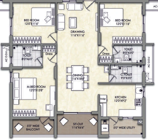 3 BHK Flat in Jains Balaji Nilayam Casa Waterside in Malkajgiri, Hyderabad - Image 805284