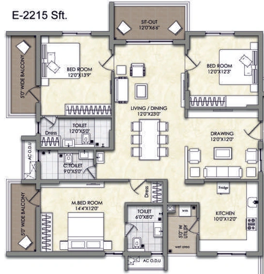 3 BHK Flat in Jains Balaji Nilayam Casa Waterside in Malkajgiri, Hyderabad - Image 805285