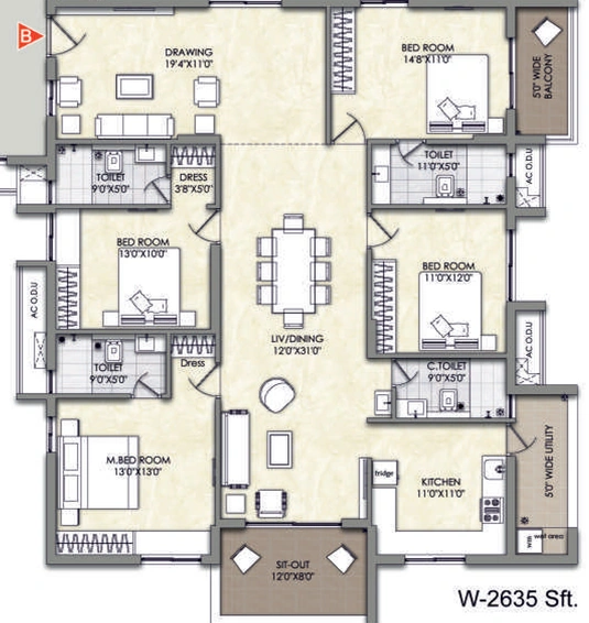 4 BHK Flat in Jains Balaji Nilayam Casa Waterside in Malkajgiri, Hyderabad - Image 805286