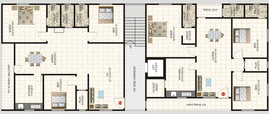 Floor Plan of Janani Supraja Splendour in Hafeezpet, Hyderabad - Image 134669