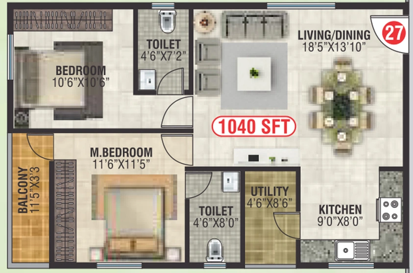 2 BHK Flat in Jai Royal Park in Krishnarajapuram, Bangalore - Image 805324