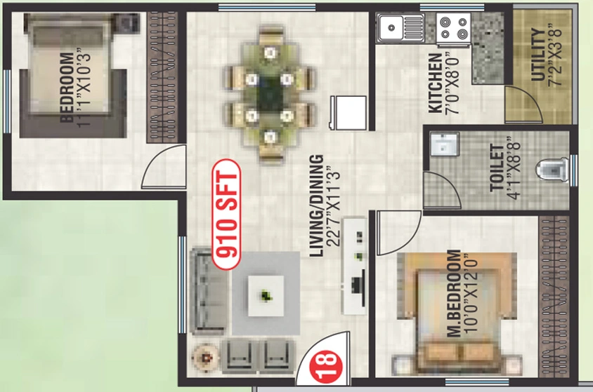 2 BHK Flat in Jai Royal Park in Krishnarajapuram, Bangalore - Image 805322