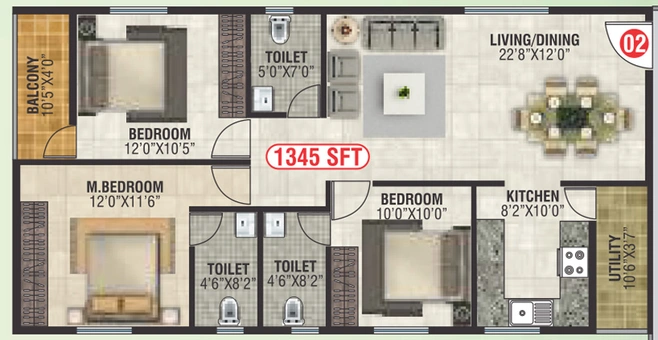 3 BHK Flat in Jai Royal Park in Krishnarajapuram, Bangalore - Image 805332