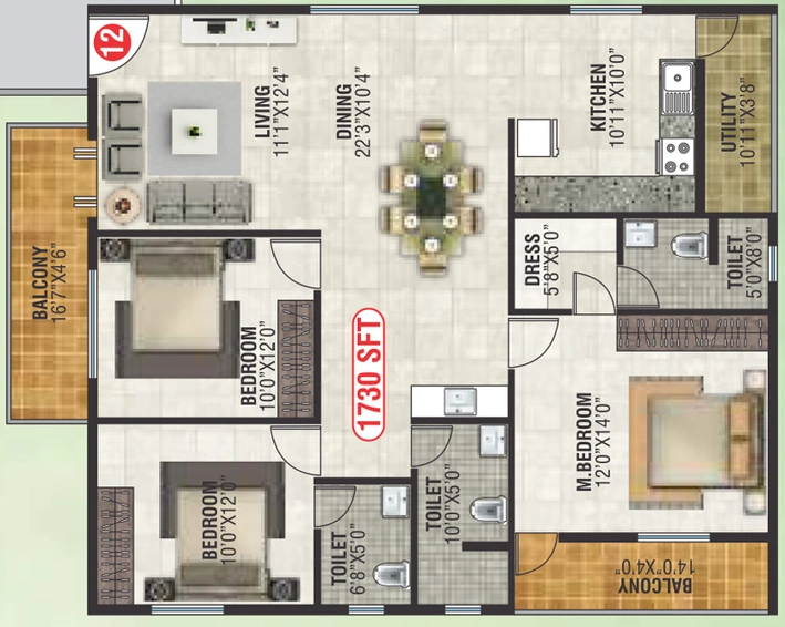 3 BHK Flat in Jai Royal Park in Krishnarajapuram, Bangalore - Image 805334