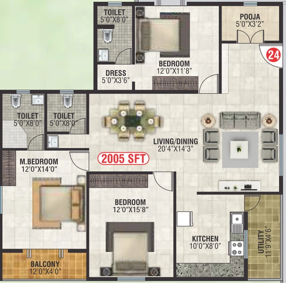 3 BHK Flat in Jai Royal Park in Krishnarajapuram, Bangalore - Image 805335
