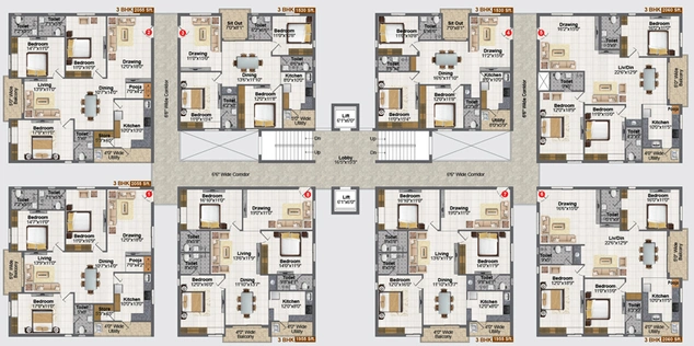 Floor Plan of Greater Jewel Pride in Kompally, Hyderabad - Image 134696