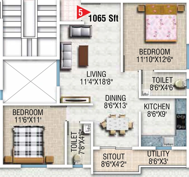 2 BHK Flat in SVP Sunshine in Whitefield, Bangalore - Image 805351