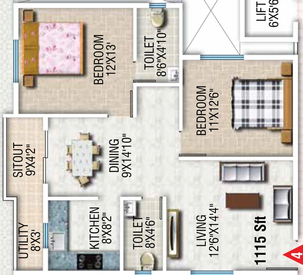 2 BHK Flat in SVP Sunshine in Whitefield, Bangalore - Image 805352