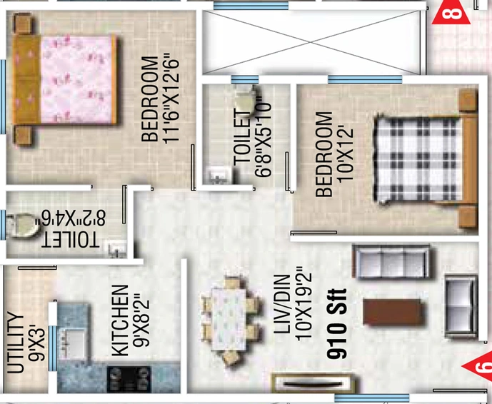 2 BHK Flat in SVP Sunshine in Whitefield, Bangalore - Image 805350