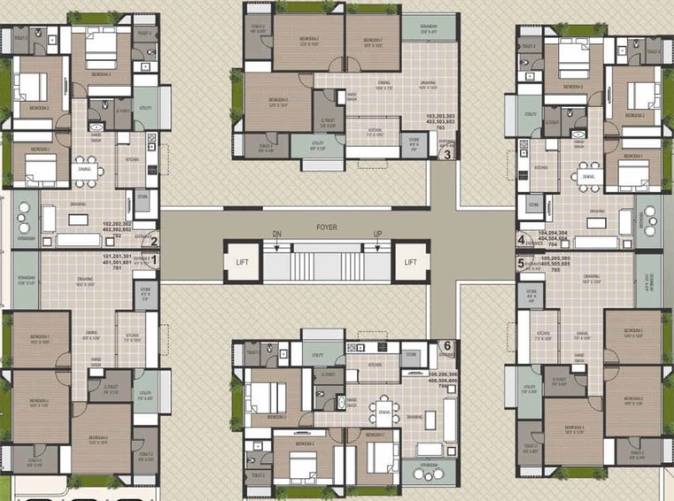 Floor Plan of Vraj Oriana in Prahlad Nagar, Ahmedabad - Image 92497