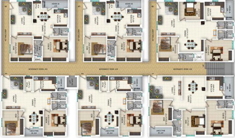 Floor Plan of KSR Fortune Heights in Nizampet, Hyderabad - Image 134778