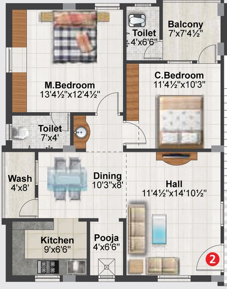 2 BHK Flat in Emmar Lotus Flower in Miyapur, Hyderabad - Image 805397