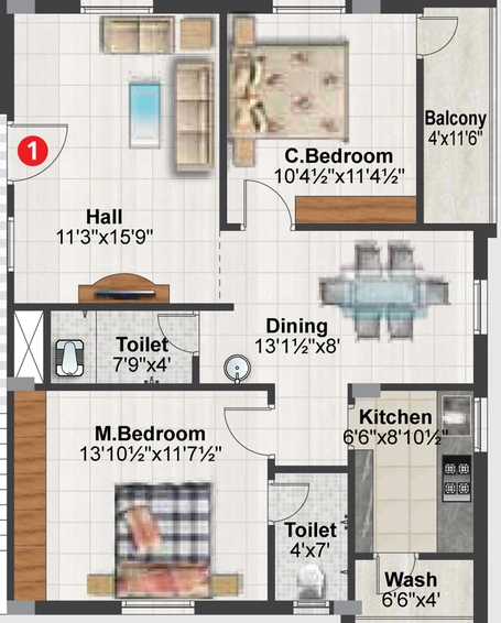 2 BHK Flat in Emmar Lotus Leaf in Miyapur, Hyderabad - Image 805401