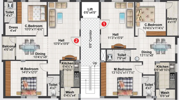 Floor Plan of Emmar Lotus Leaf in Miyapur, Hyderabad - Image 134930