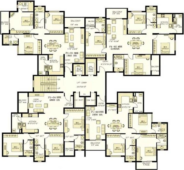 Floor Plan of SNN Raj Serenity in Begur, Bangalore - Image 135045