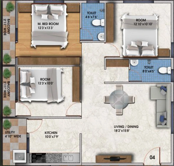 3 BHK Flat in Nexsa Royal Apartment in KR Puram, Bangalore - Image 805469
