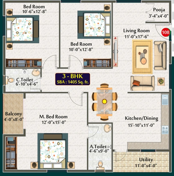 3 BHK Flat in Prathika Sidhartha Enclave in Krishnarajapuram, Bangalore - Image 805482