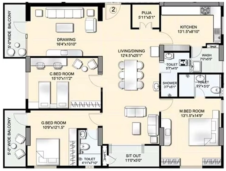 3 BHK Flat in Manjeera Trinity Homes in Kukatpally, Hyderabad - Image 805507