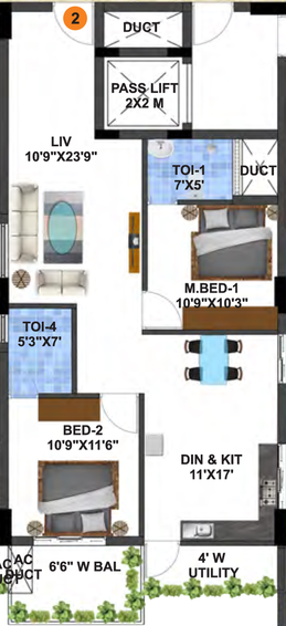 2 BHK Flat in Mirage Anmol Avalon in Rajendra Nagar, Hyderabad - Image 805542