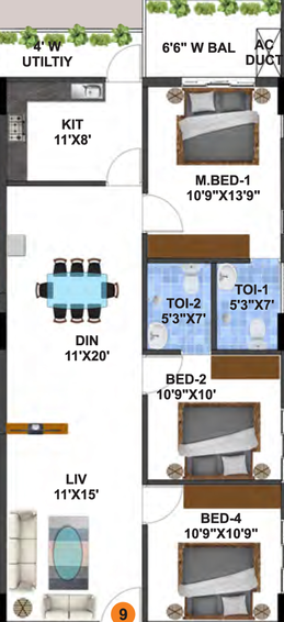 3 BHK Flat in Mirage Anmol Avalon in Rajendra Nagar, Hyderabad - Image 805543