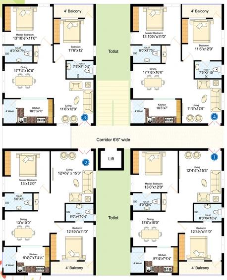 Floor Plan of Navanaami Residency in Puppalaguda, Hyderabad - Image 135362