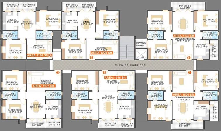 Floor Plan of Saroj Bluebells in Whitefield, Bangalore - Image 135409
