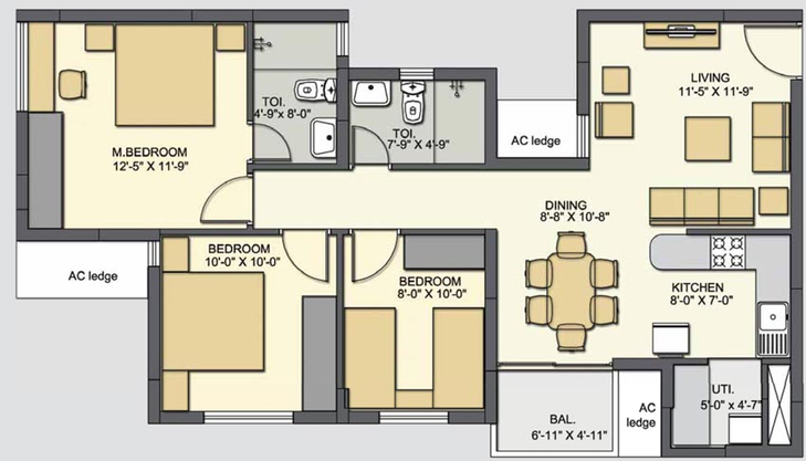 3 BHK Flat in Akshaya January in Thaiyur, Chennai - Image 805699