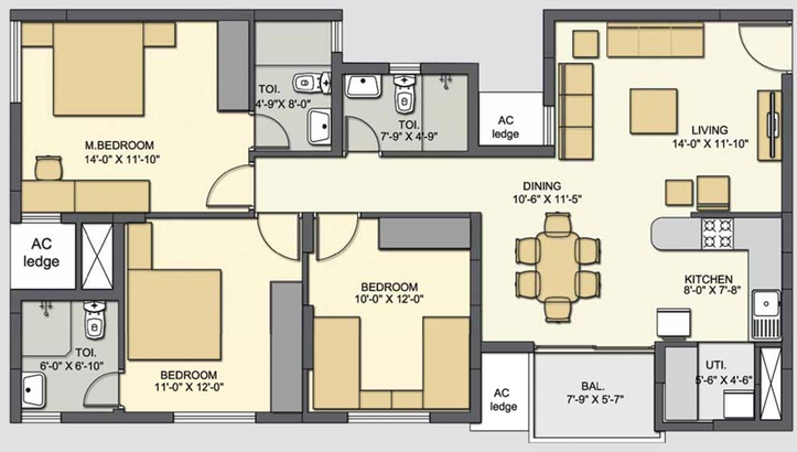 3 BHK Flat in Akshaya January in Thaiyur, Chennai - Image 805700