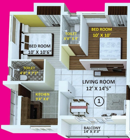 2 BHK Flat in Indira Primrose in Velachery, Chennai - Image 805702