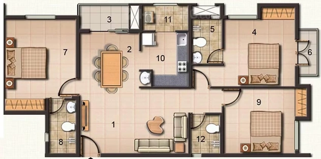 3 BHK Flat in Jains Pebble Brook in Thoraipakkam, Chennai - Image 805714